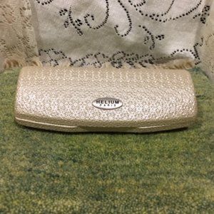 NEW Helium Paris IvoryGold Clamshell Eyeglass Case